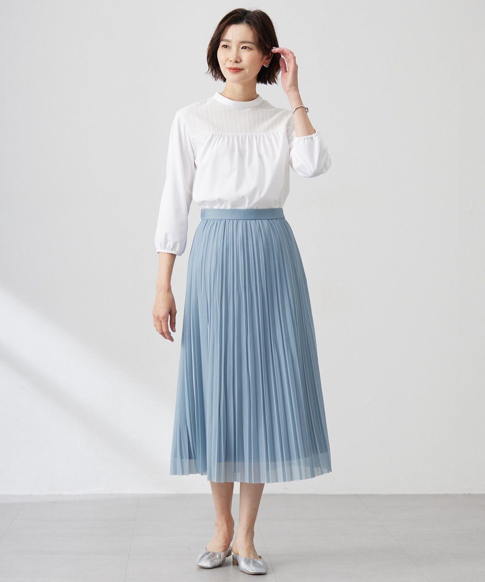 J.PRESS LADIES L 【洗える】プレーティングジャージー モックネックカットソー 