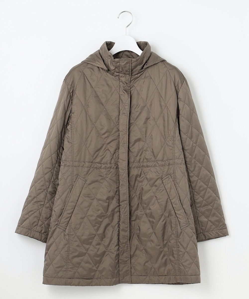 自由区 L 【洗える】ブライトキルト フード付きコート 