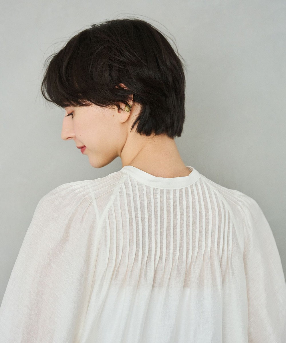 #Newans 【金子綾さんインスタライブご紹介アイテム】（前後着用可能）ピンタックシアーブラウス 