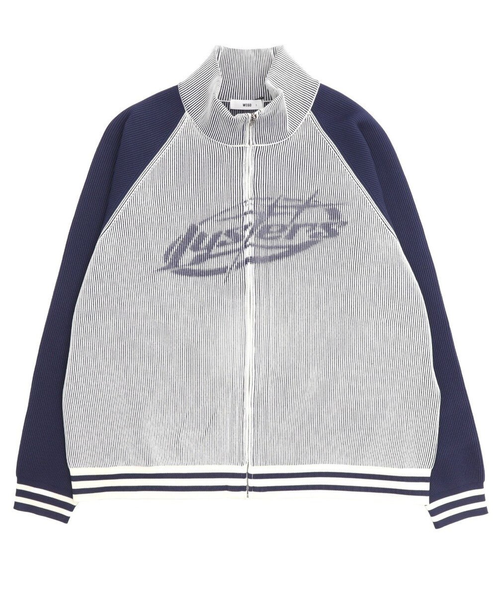 WEGO 【ユニセックス着用ITEM/MLサイズ展開】ラグラングラフィックニットブルゾン 
