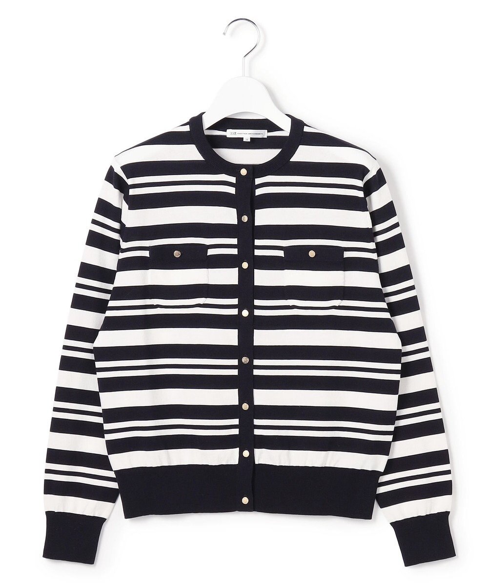 23区 L 【先行予約】プレミアムビオコットン ポケット ボーダー カーディガン 