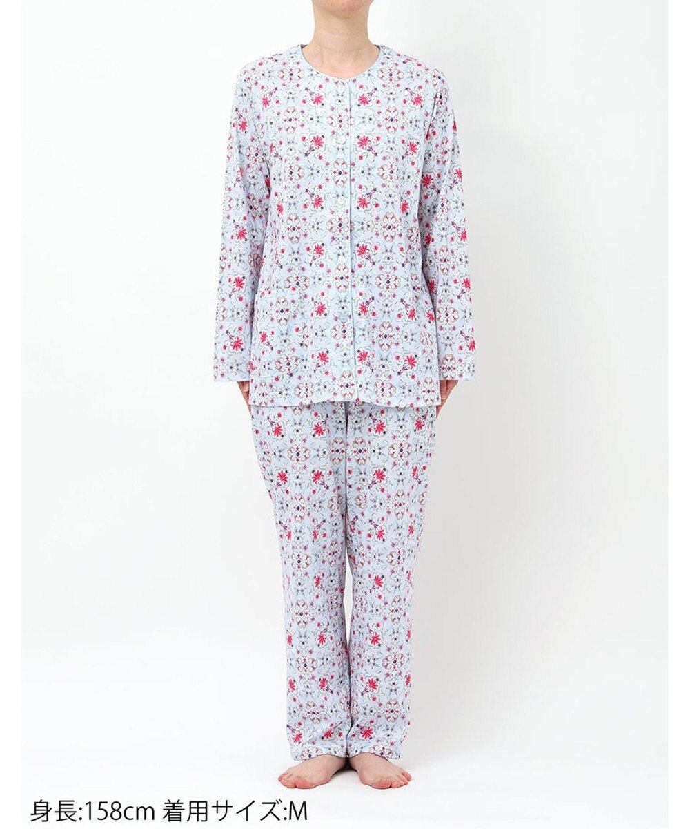 WACOAL パジャマ 長袖 長ズボン 綿100%(本体) 天竺素材 ミントン レディース NDX563 /ワコール 