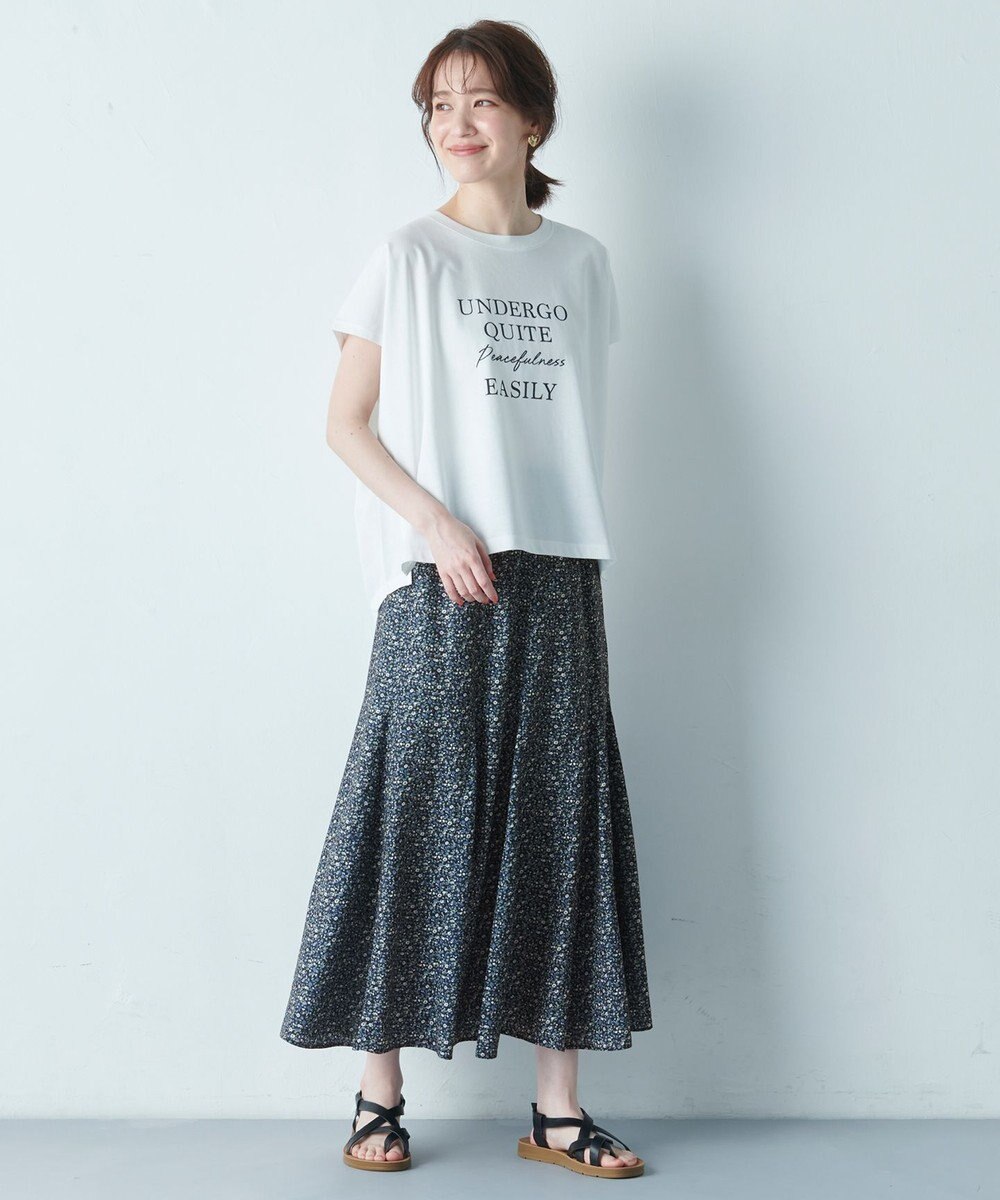 ANY 【洗濯機可能/ウエストゴム】プリントマーメイドスカート 