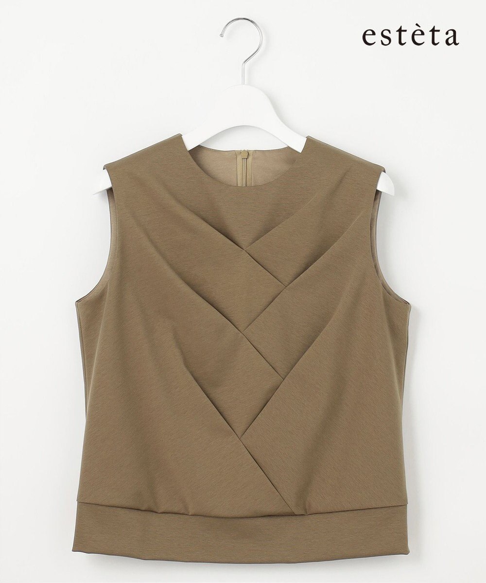 23区 【エステータ】トリアセファインジャージー タックデザイン カットソー 