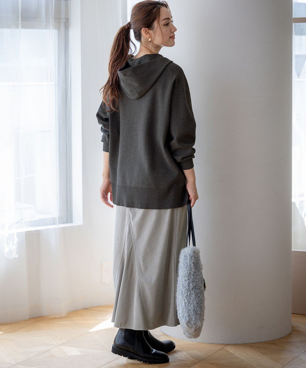 23区 L 【Lサイズ限定/洗える】ヴィスコースストレッチ ニット パーカー 