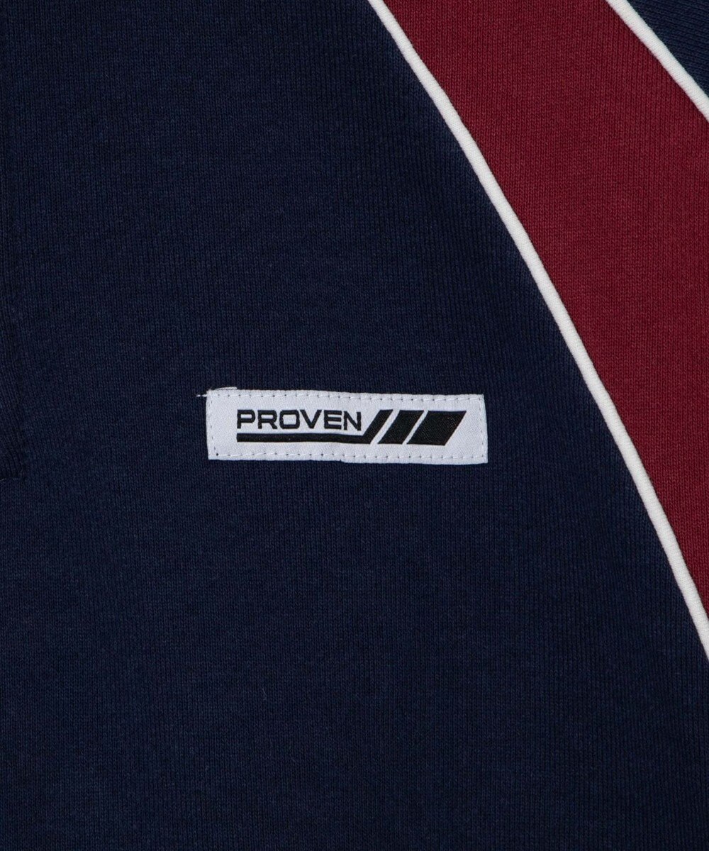 WEGO パイピング切替ショートハーフZIPスウェット 