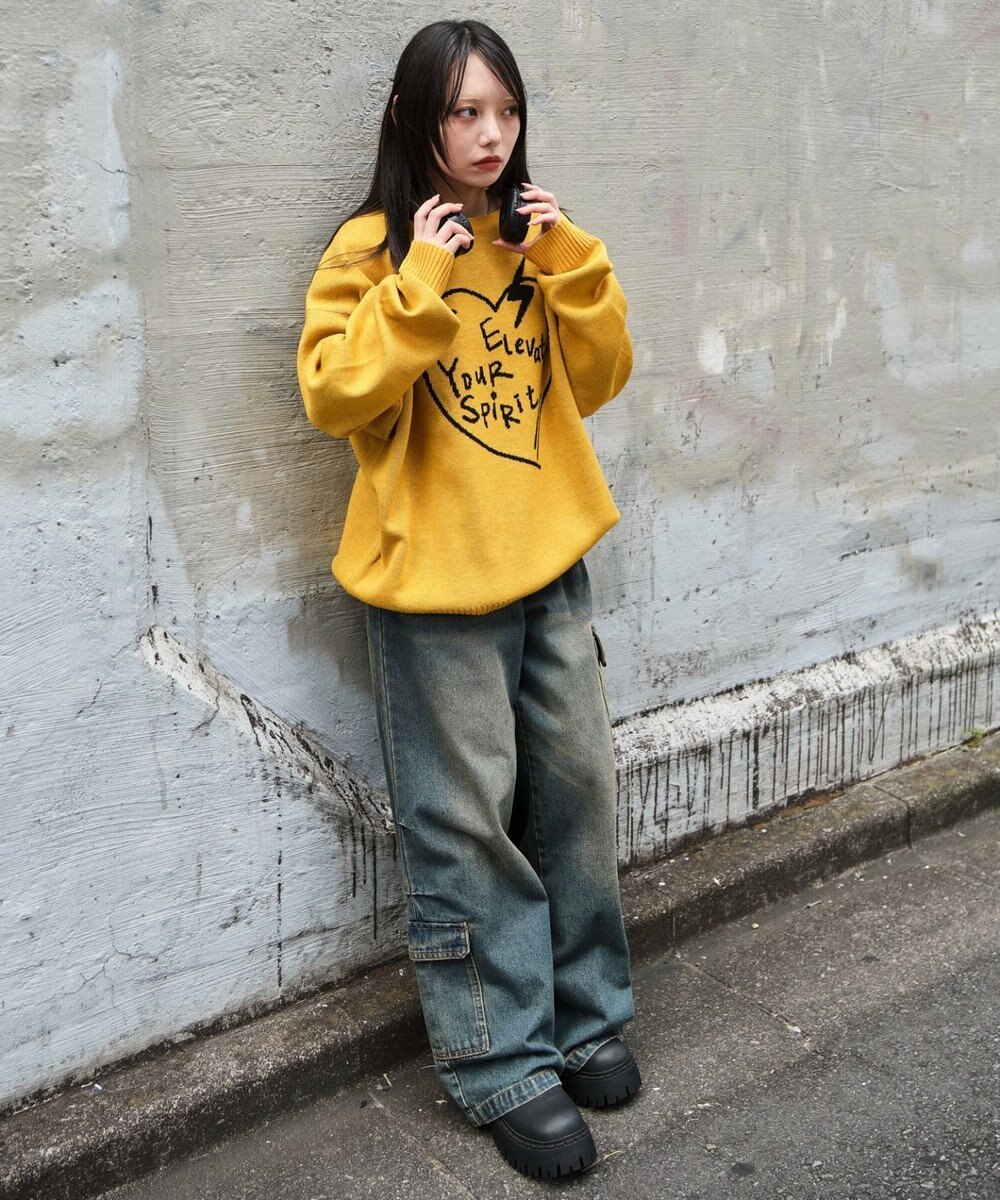 WEGO 【ユニセックス着用ITEM/SMLサイズ展開】ジャガードグラフィックプルオーバー 