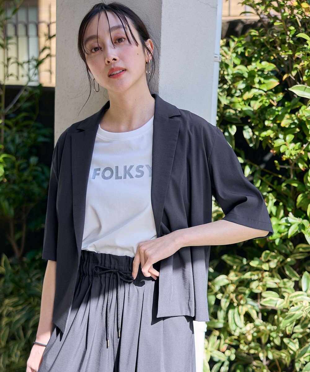 ANY L 【洗濯機可/接触冷感/UVケア】清涼リラックス半袖ジャケット 