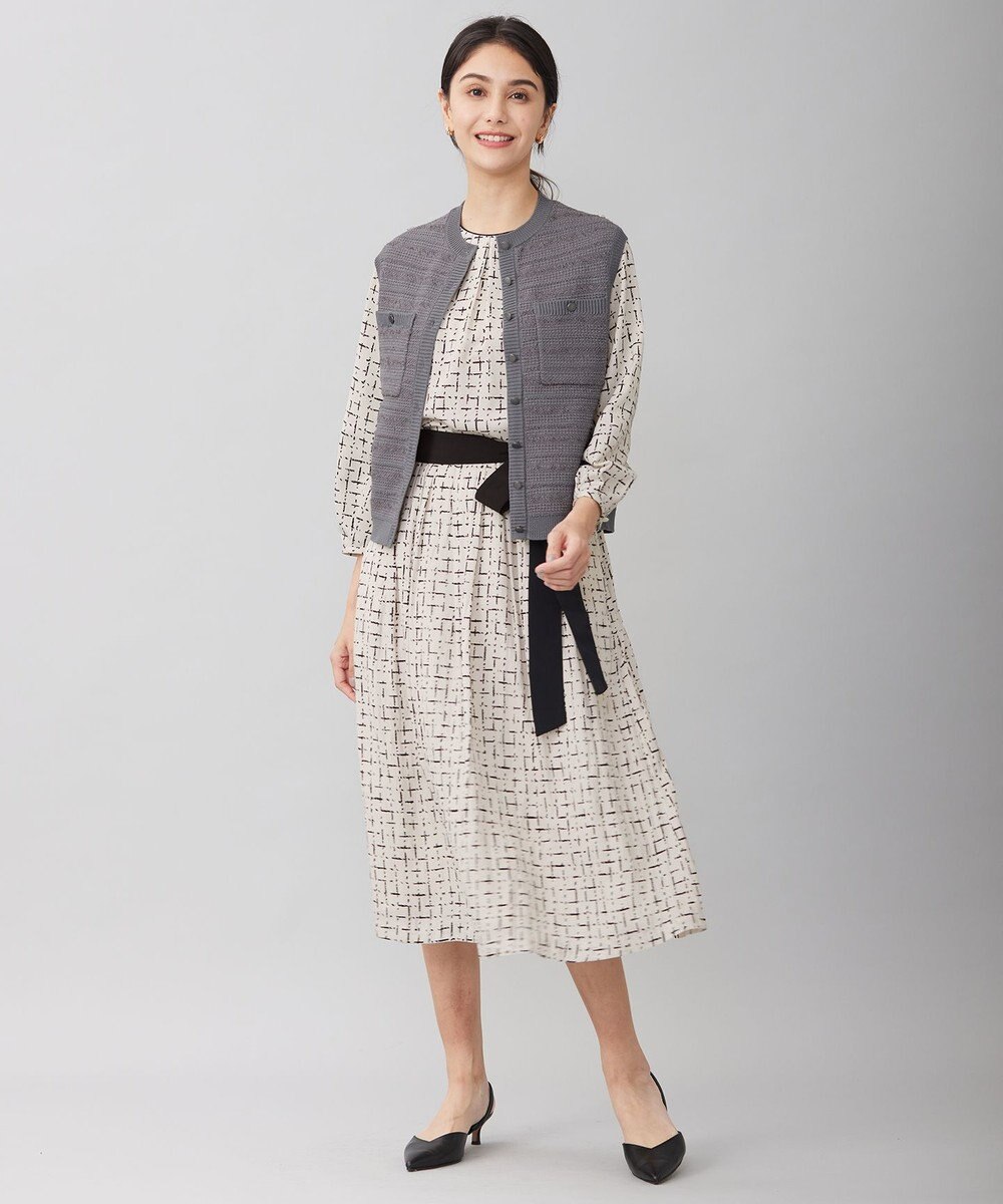 自由区 S 【洗える】テクスチャーコットンブレンドニット ベスト 