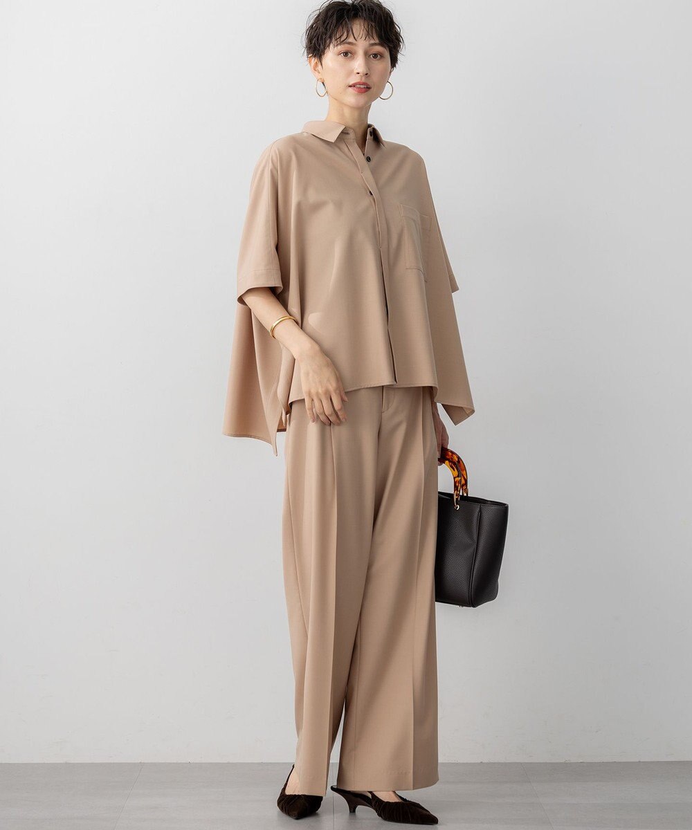 23区 L 【洗える】TWマットクロス ポンチョシルエット シャツ 