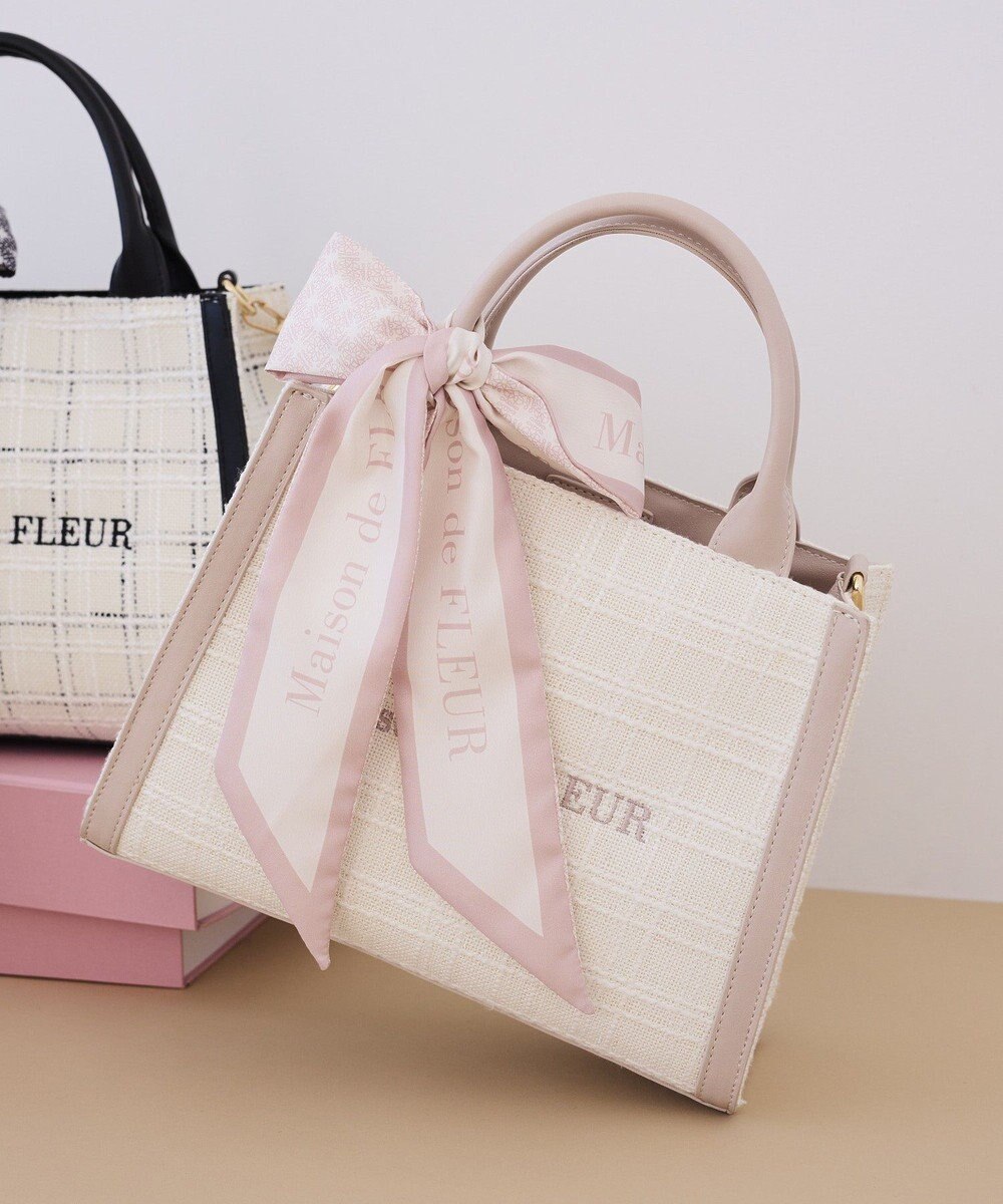 Maison de FLEUR スカーフ付きツイード2Wayバッグ 