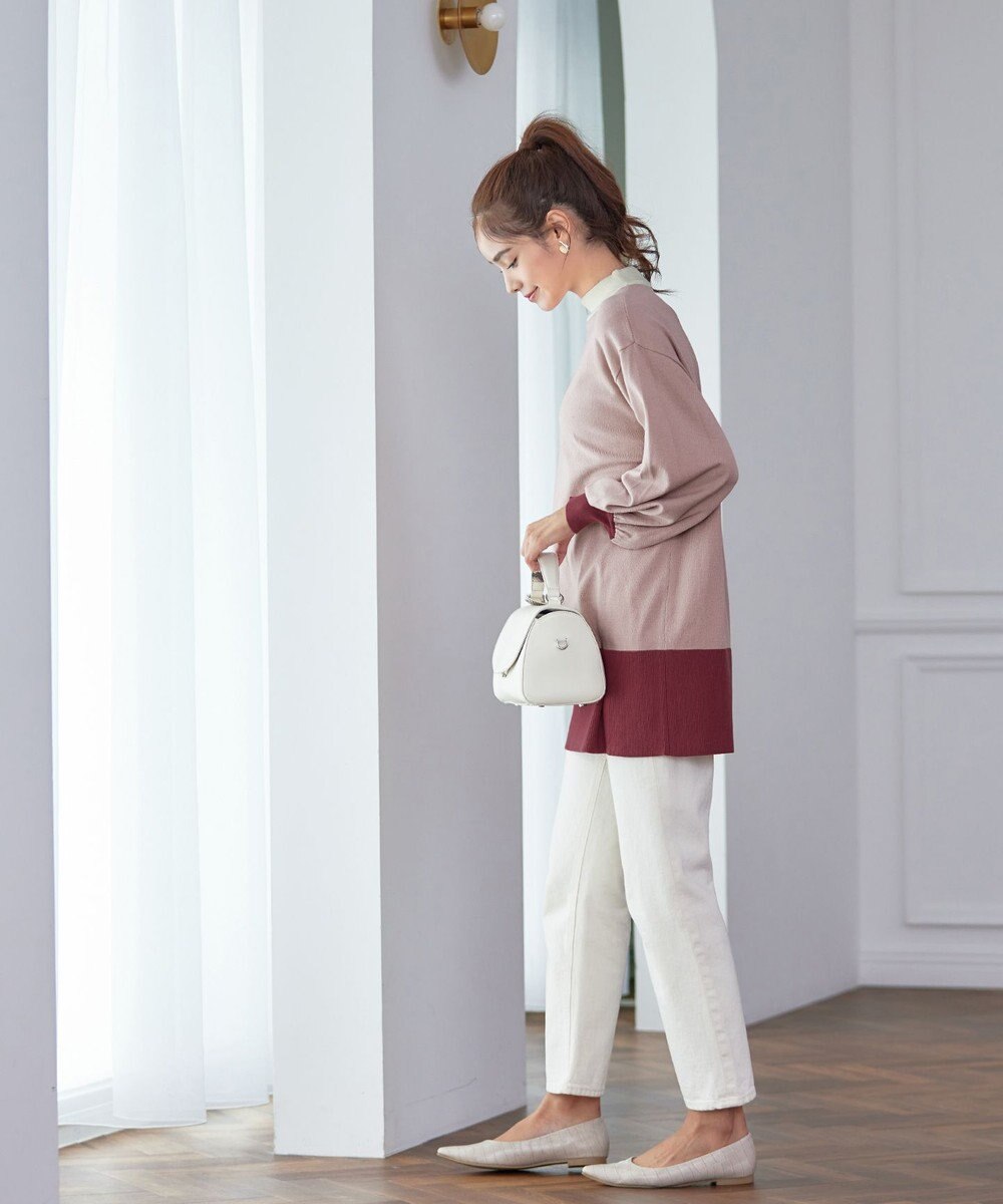 Tiaclasse L 【洗える】カラーブロッキングニットチュニック 