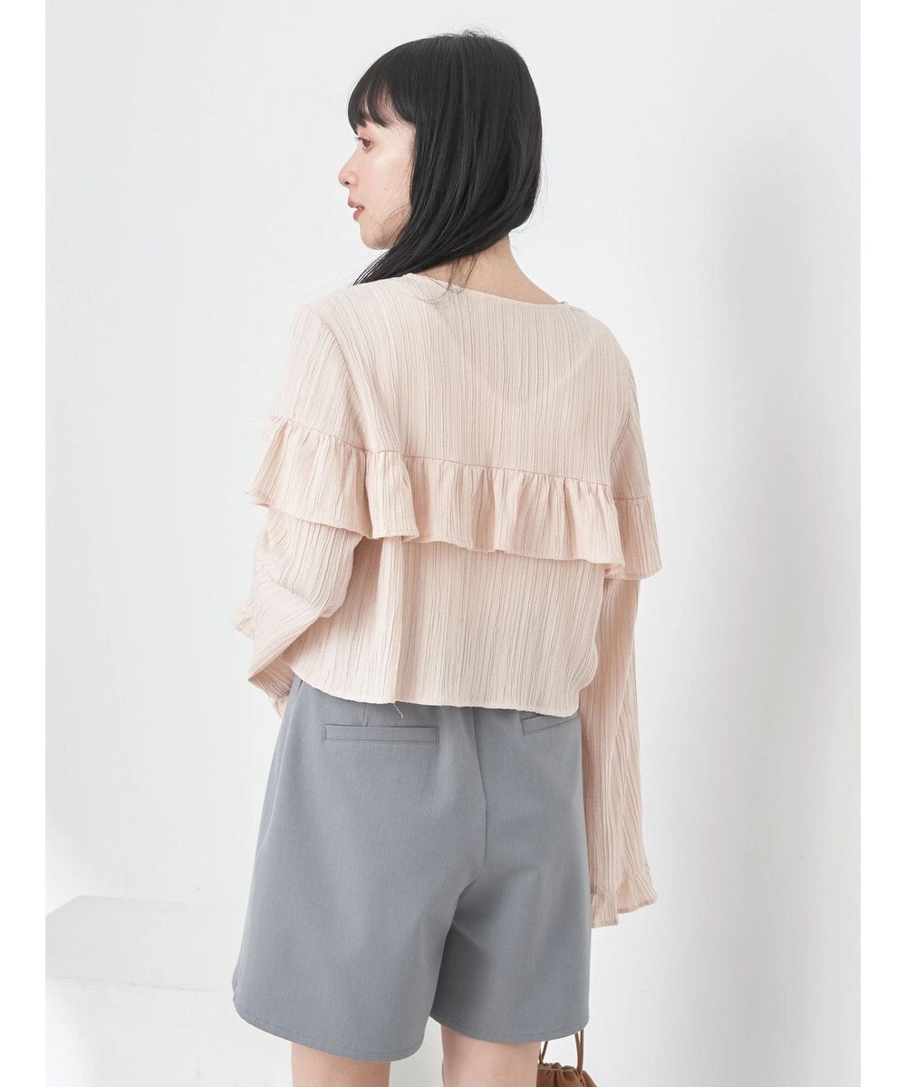earth music&ecology フリル切替えショートブラウス 