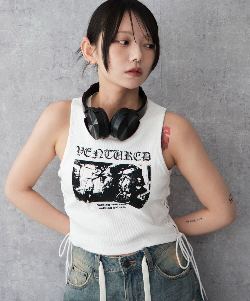 WEGO サイドレースアップグラフィックタンク 