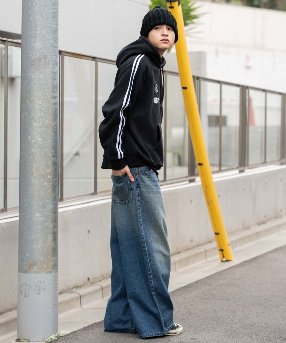 WEGO ラインフリースパーカー 