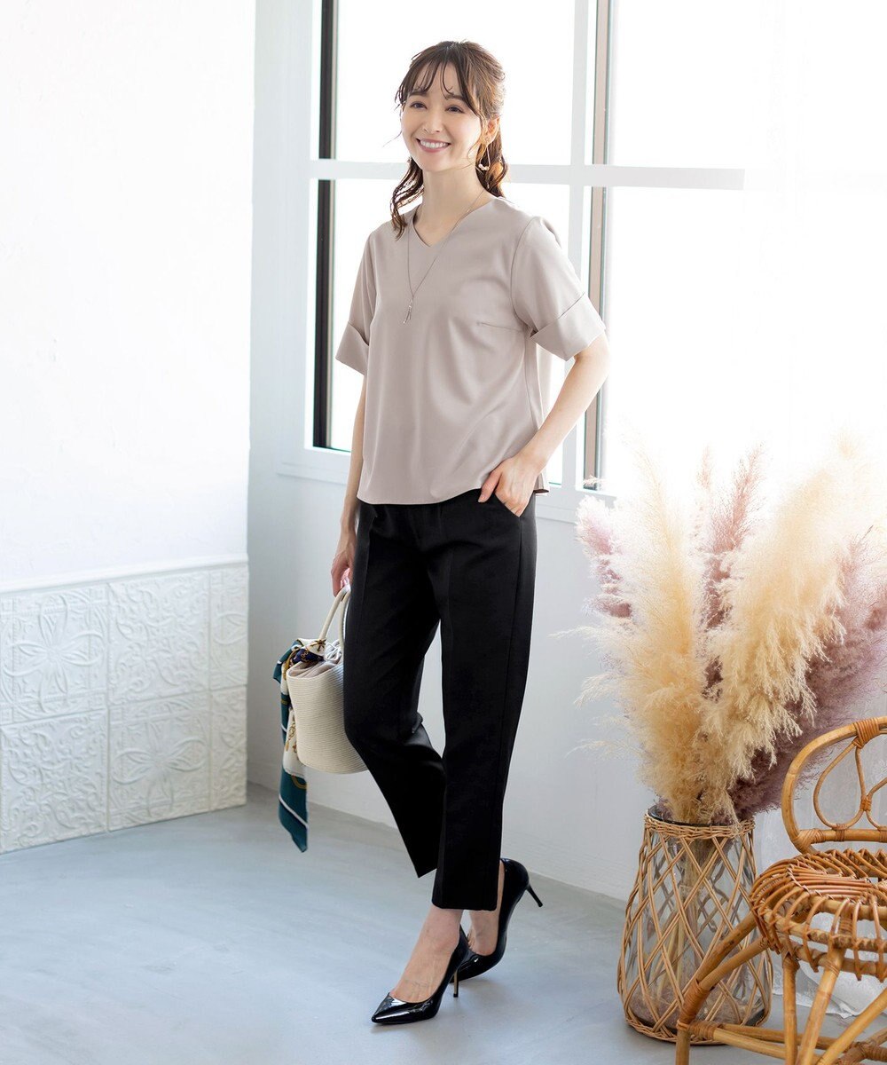 Tiaclasse L 【洗える】美脚効果も叶うリボン付きテーパードパンツ 