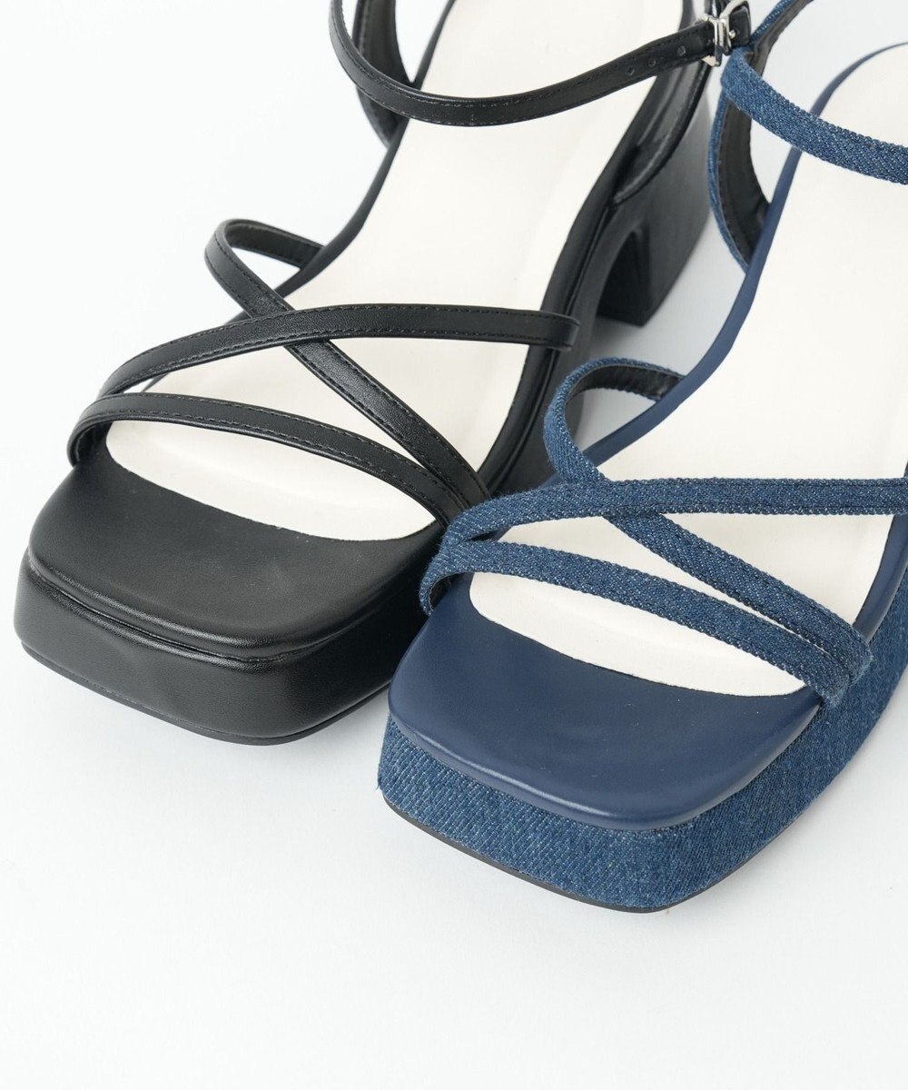 WEGO バルキーヒール細ストラップサンダル 