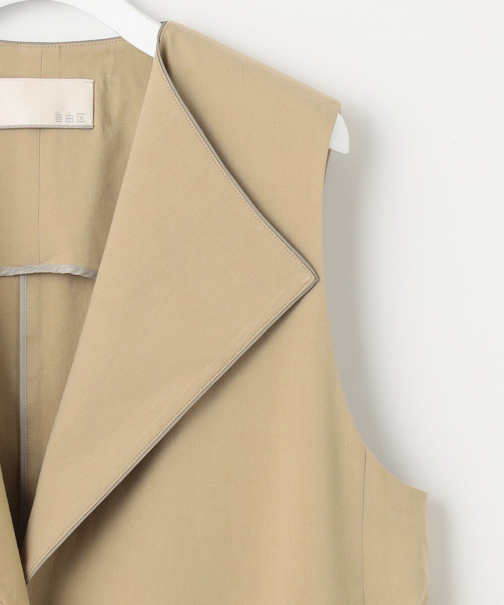 自由区 L 【洗える】テンセルリネンストレッチ ジレ 