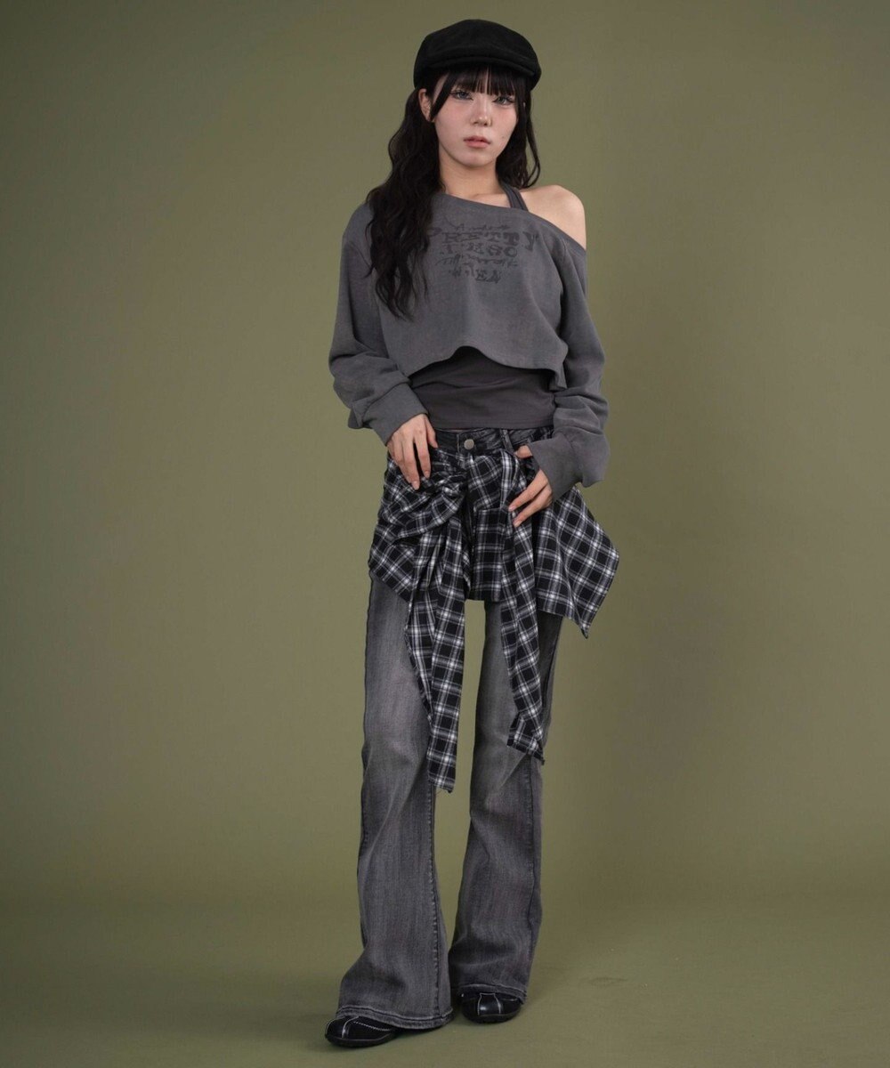 WEGO フェイクスリーブフレアデニム 