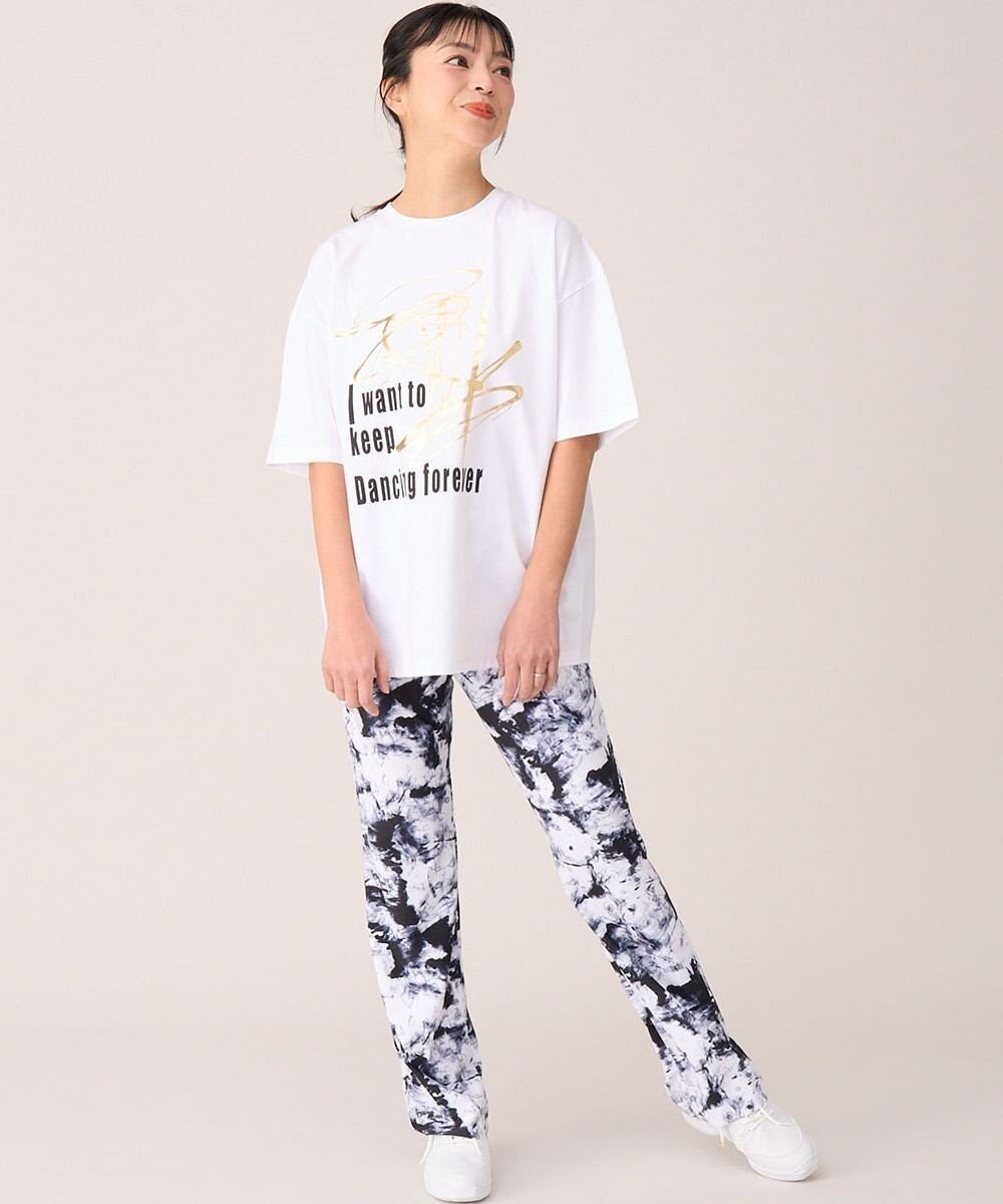 Chacott モノクロプリントブーツカットパンツ 