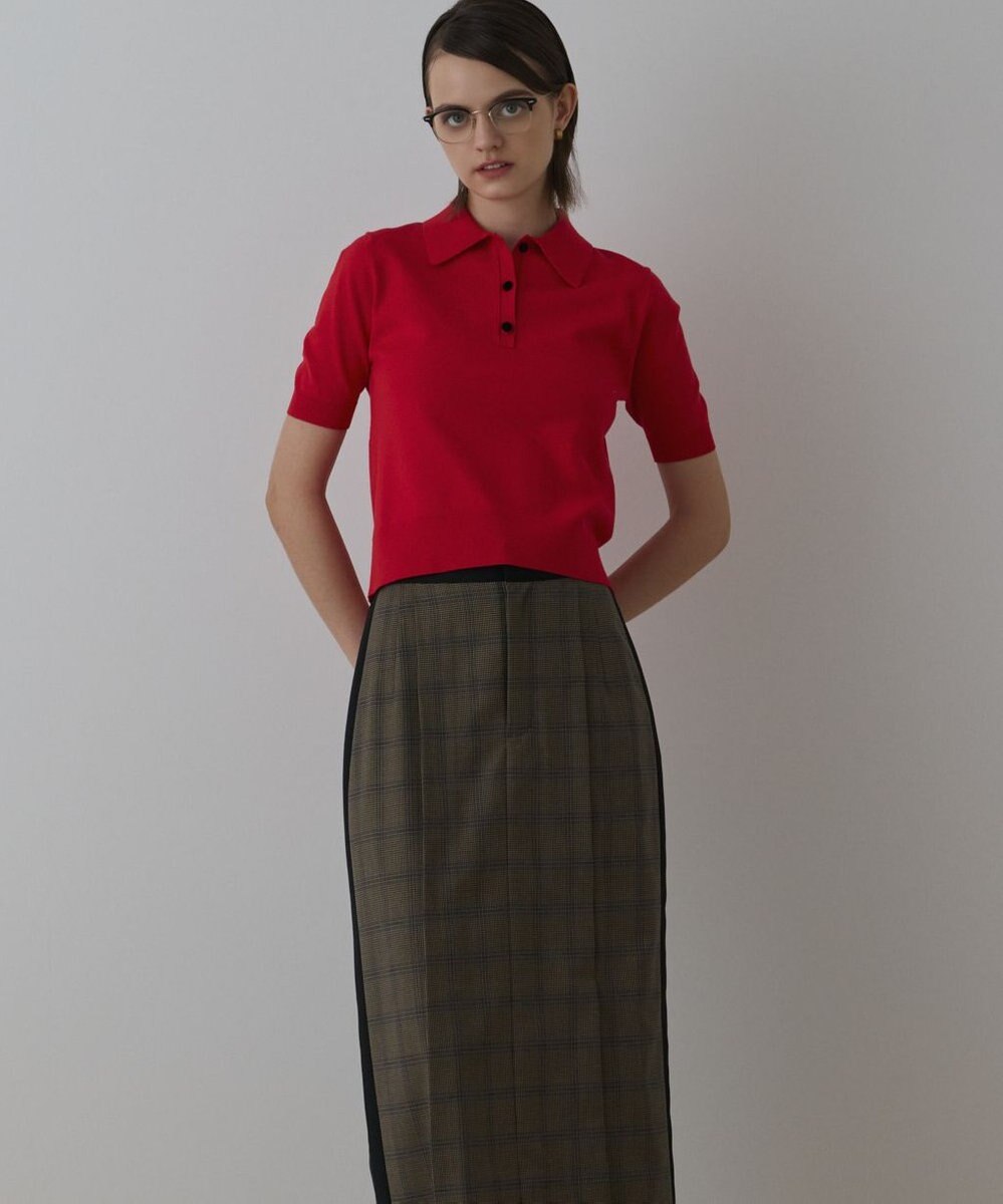 GRACE CONTINENTAL バイカラーポロニットトップ 