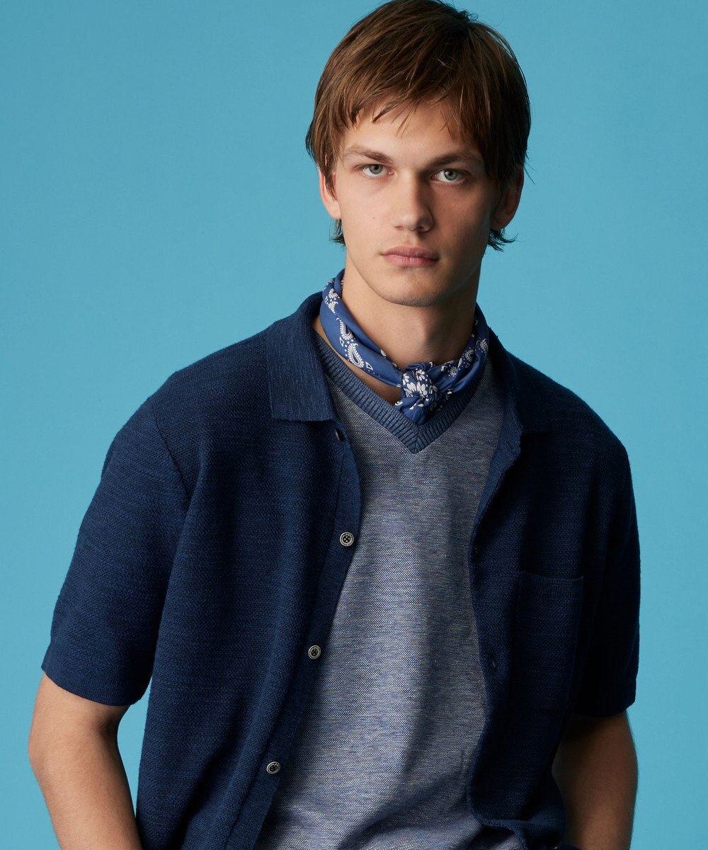 JOSEPH ABBOUD 【リネン素材/吸水速乾/日本素材】リネンハニカム Vネック Tシャツ 