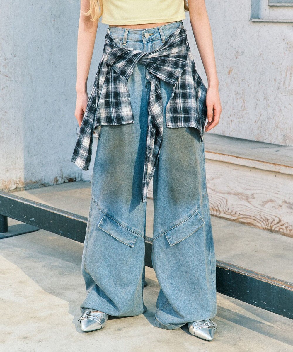 WEGO ウエストクロスワイドデニム 