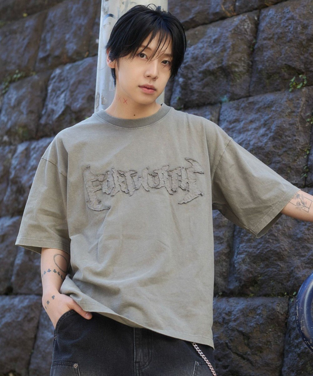 WEGO 【ユニセックス着用ITEM/MLサイズ展開】ブリーチダメージアップリケT（SS） 