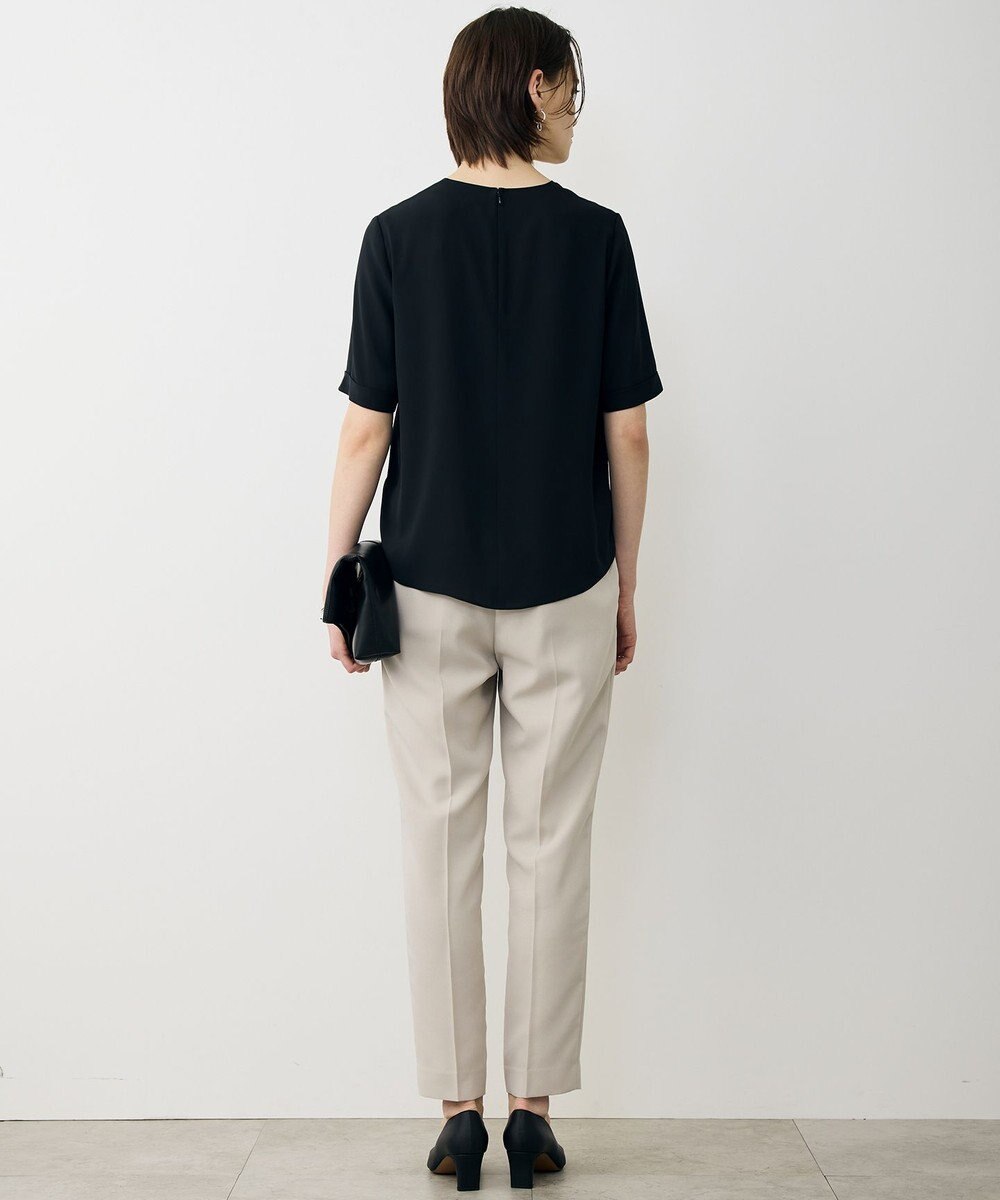 ICB 【先行予約】BackSatinAmunzen 5分袖Vネック配色ブラウス 