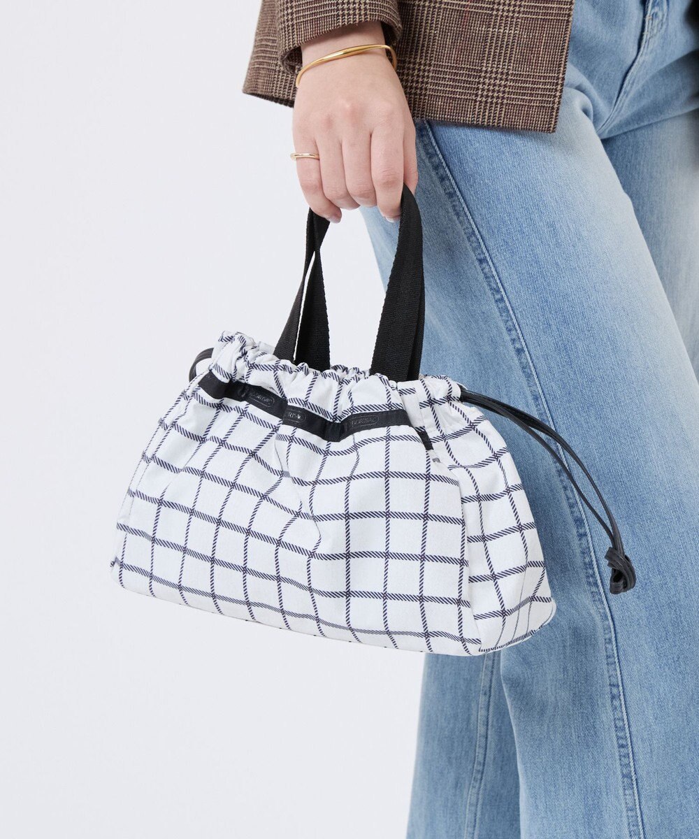 LeSportsac E/W CITY DRAWSTRING BAG??? /アップタウンモノチェック/ブラック 