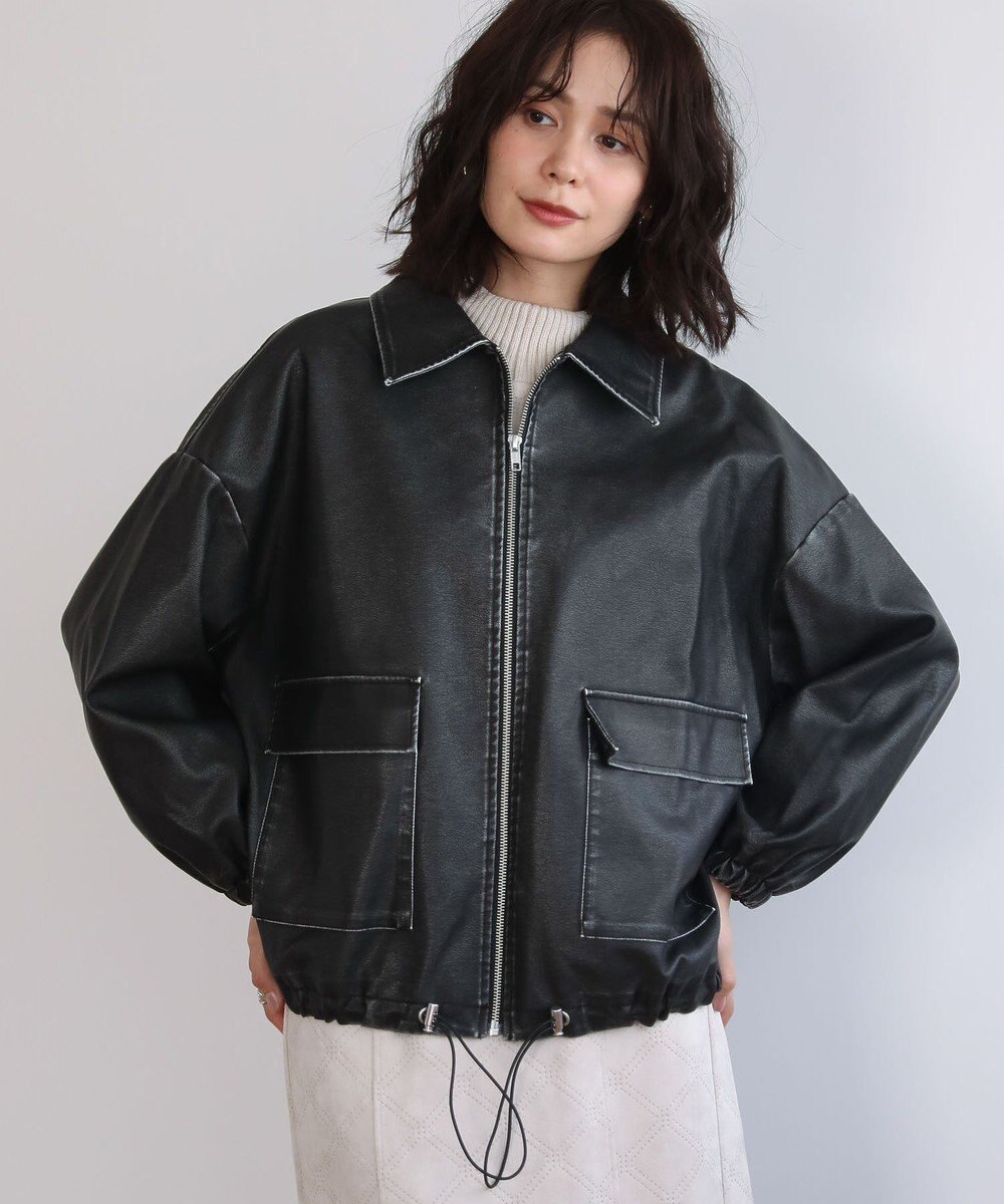 Green Parks ・ＥＬＥＮＣＡＲＥ　ＤＵＥ　フェイクレザーブルゾン 