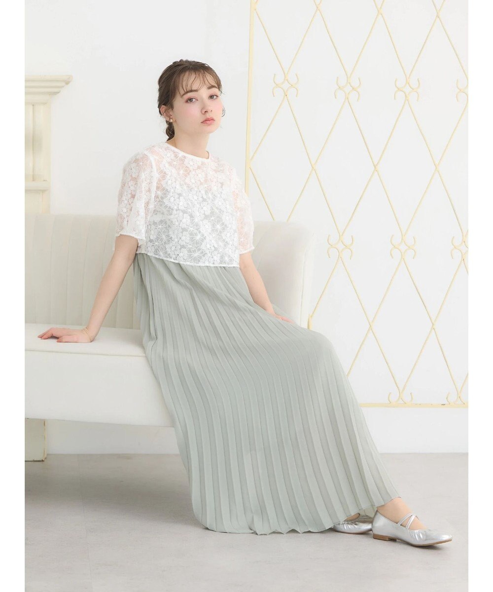 earth music&ecology ＳＥＴ２点　オーガンジー刺繍＋プリーツワンピース 