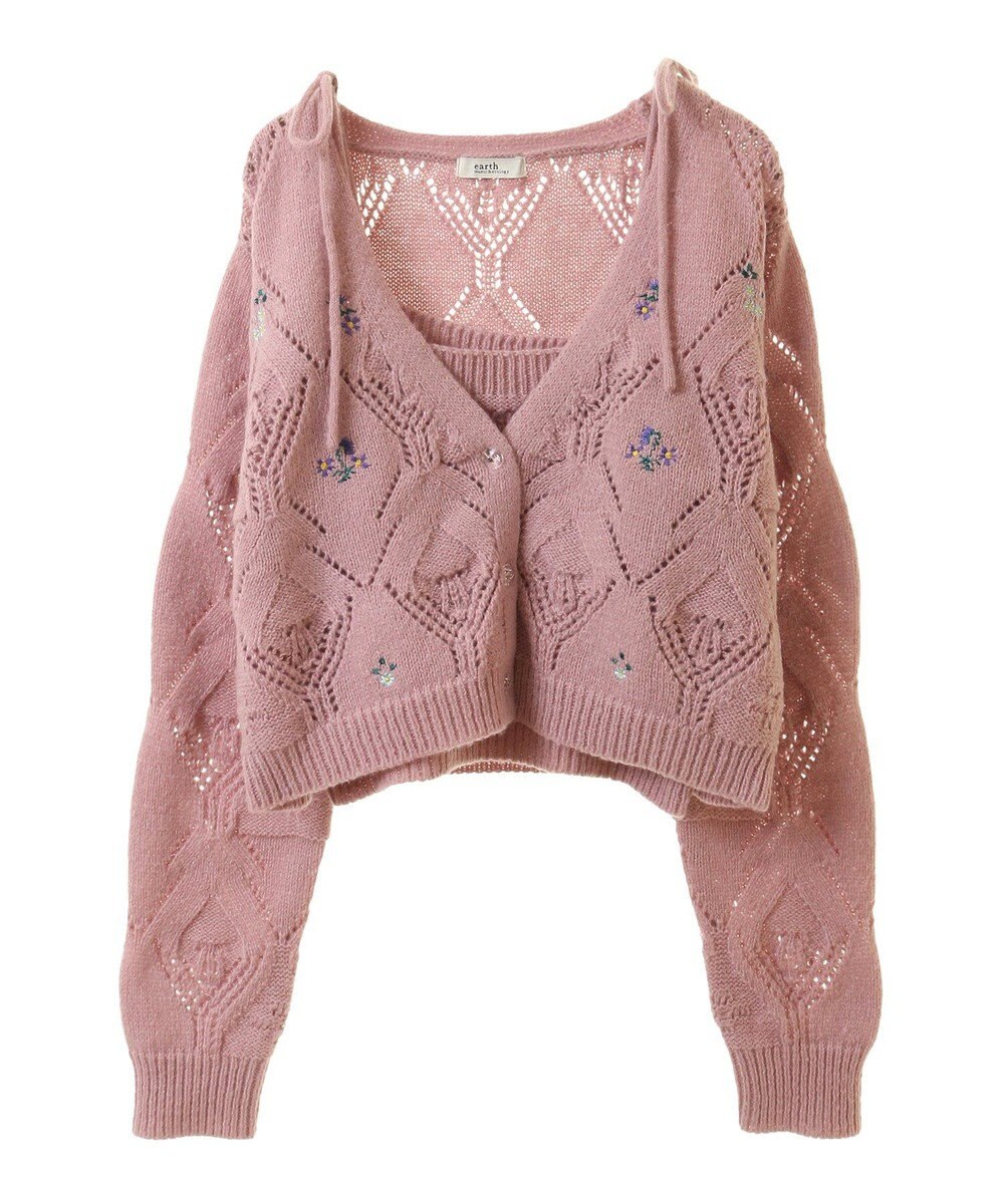 earth music&ecology ＳＥＴ２点刺繍ビスチェ＋カーディガン 