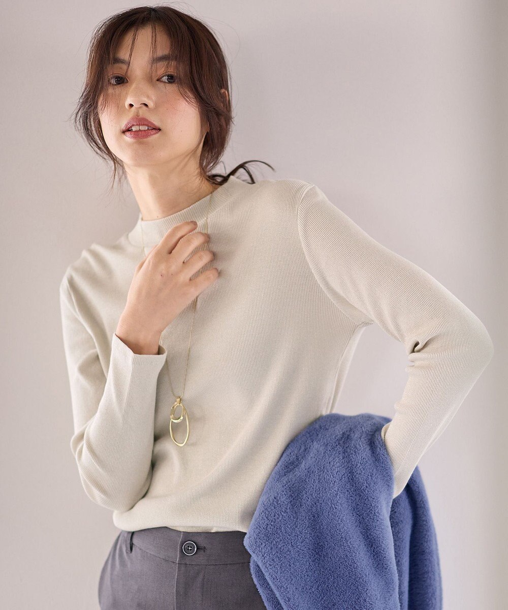 ANY 【洗濯機可】ラメハイネックＴシャツ 