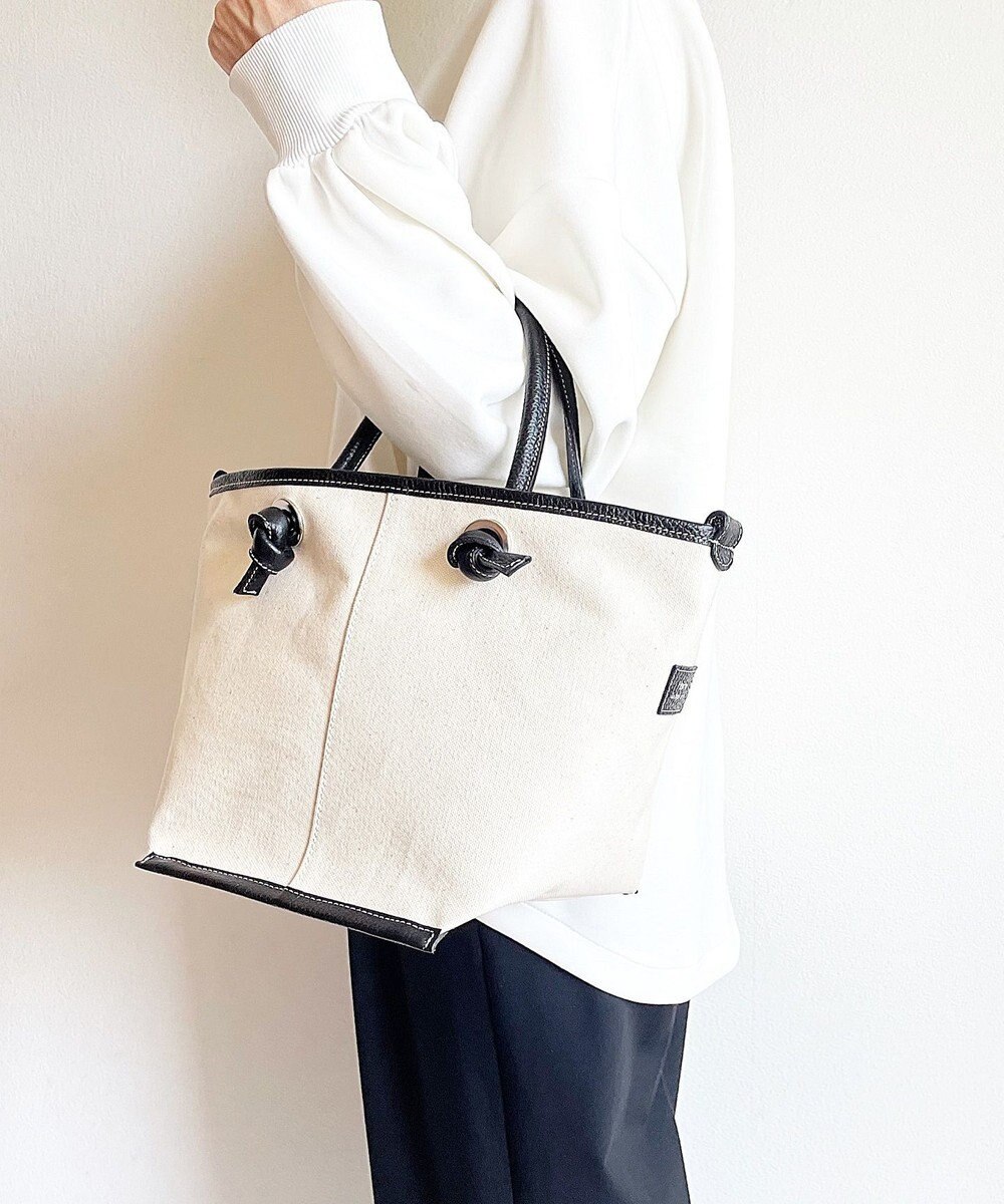 Hekhèr Le Style de Vie 【日本製 / 2WAY】コットンキャンバス×シュリンクレザー ノットハンドバッグ medium 