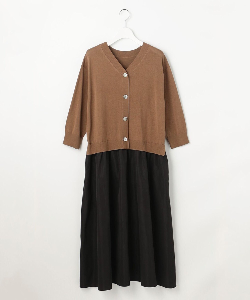 自由区 L 【人気異素材コンビの最新作・前後着用可】タフタコンビ ワンピース 