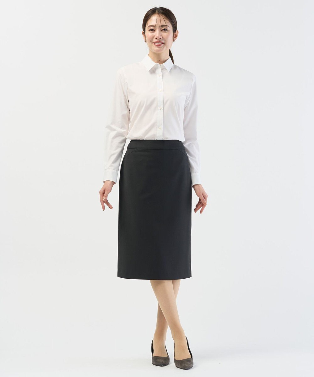 J.PRESS LADIES S 【リクルート対応】ホワイトブロード シャツカラーブラウス 