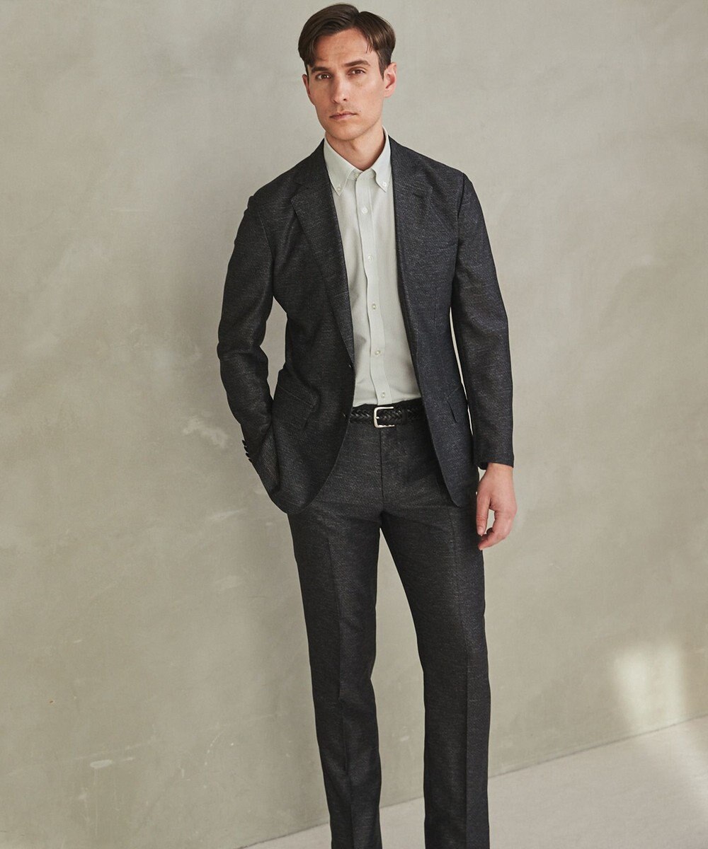 GOTAIRIKU 新素材セットアップ【通気性抜群/洗える/シワになりにくい】カラミプリントストレッチセットアップ ジャケット 