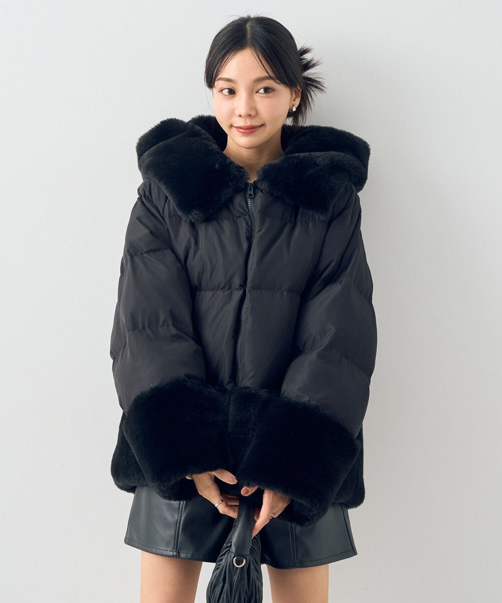 earth music&ecology フードファー中綿ショートコート 