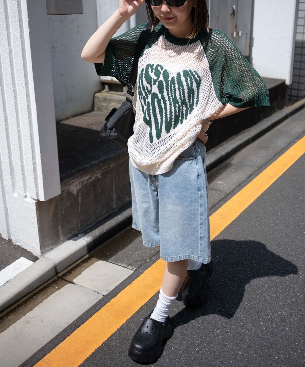 WEGO ハートロゴビッグメッシュニットT 