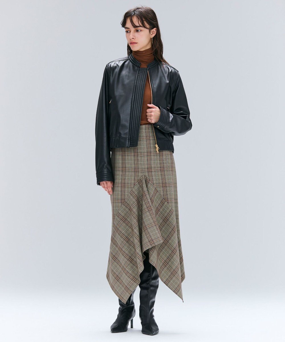 BEIGE， SELMA / チェックウールラッフルスカート 