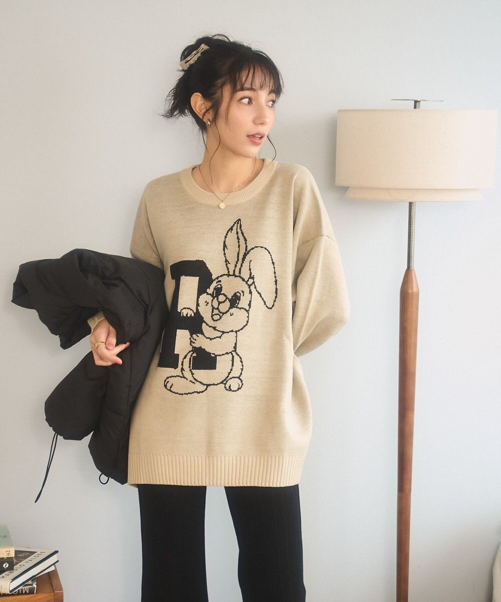 WEGO 【新色追加/ユニセックス着用ITEM/SMLサイズ展開】ジャガードグラフィックプルオーバー（LS） 