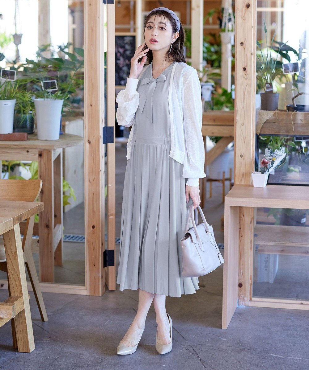 Tiaclasse 【洗える】シアーパフスリーブカーディガン 