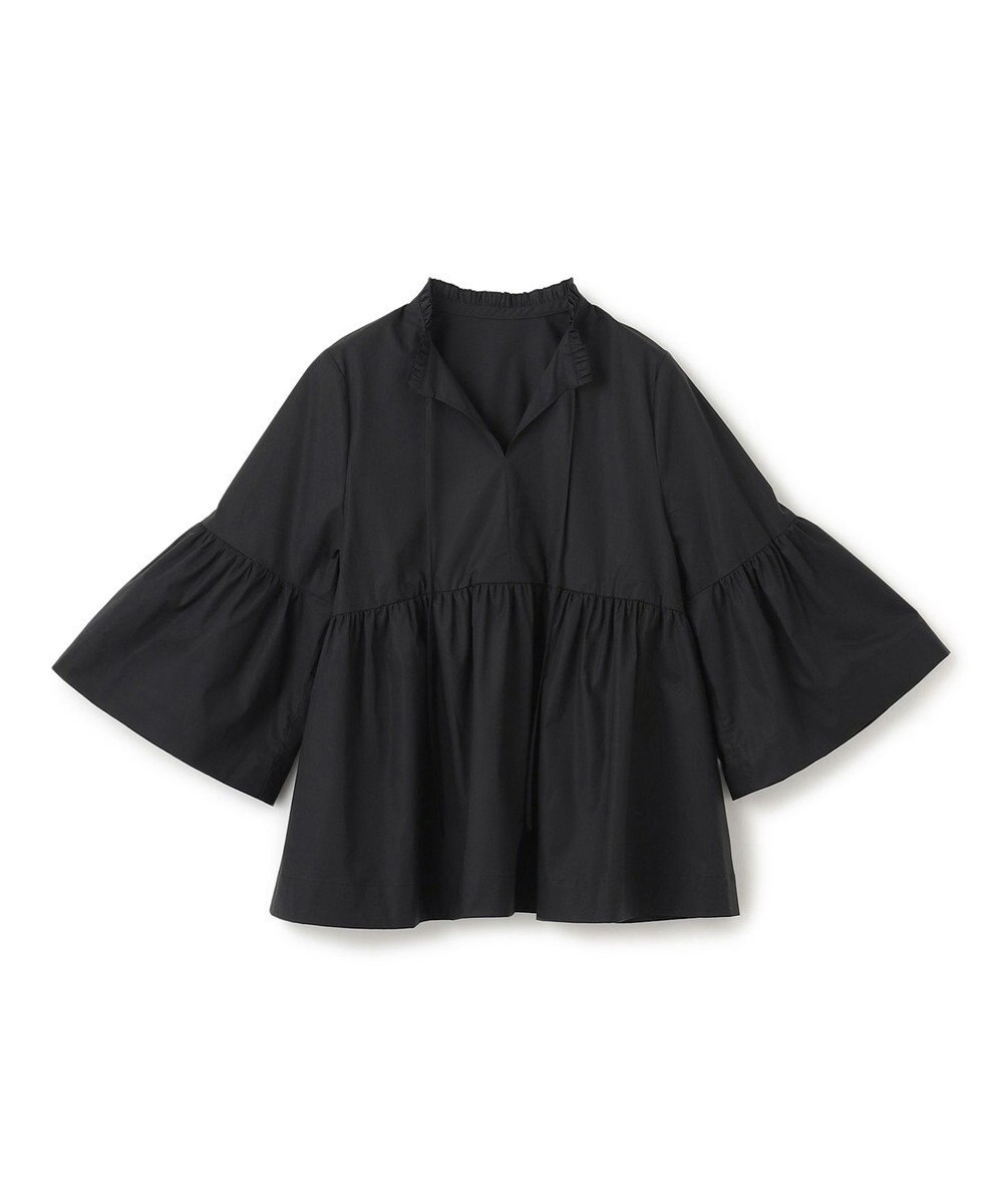 UNFILO コットンブロード フリルネックシャツ 