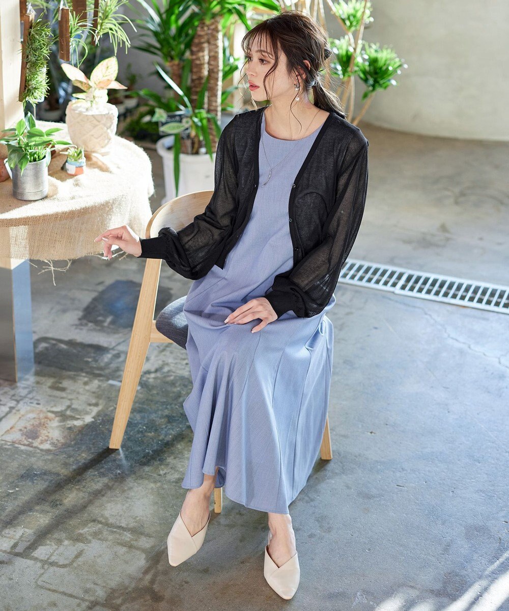 Tiaclasse 【洗える】シアーパフスリーブカーディガン 