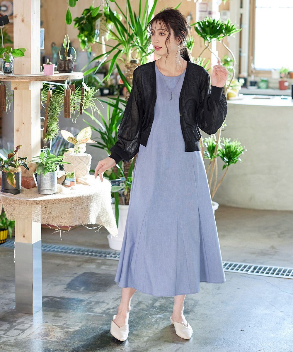 Tiaclasse 【洗える】シアーパフスリーブカーディガン 