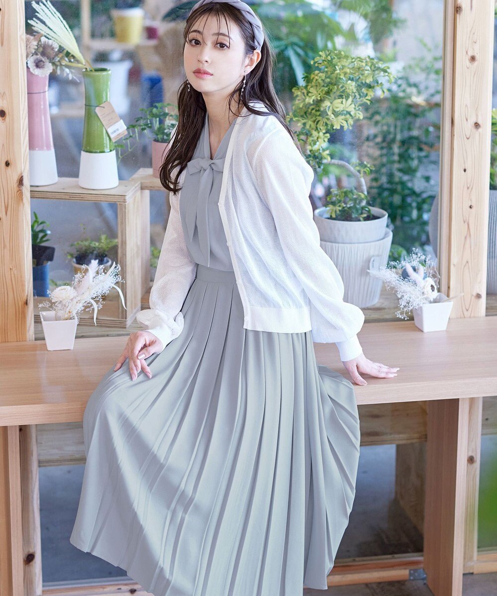 Tiaclasse 【洗える】シアーパフスリーブカーディガン 