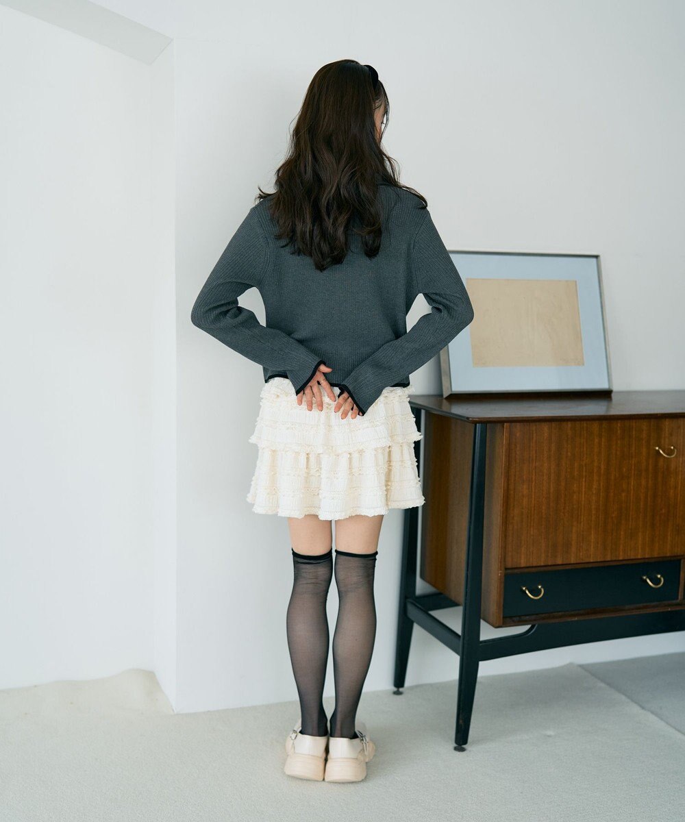 earth music&ecology バイカラートリムニットカーディガン 