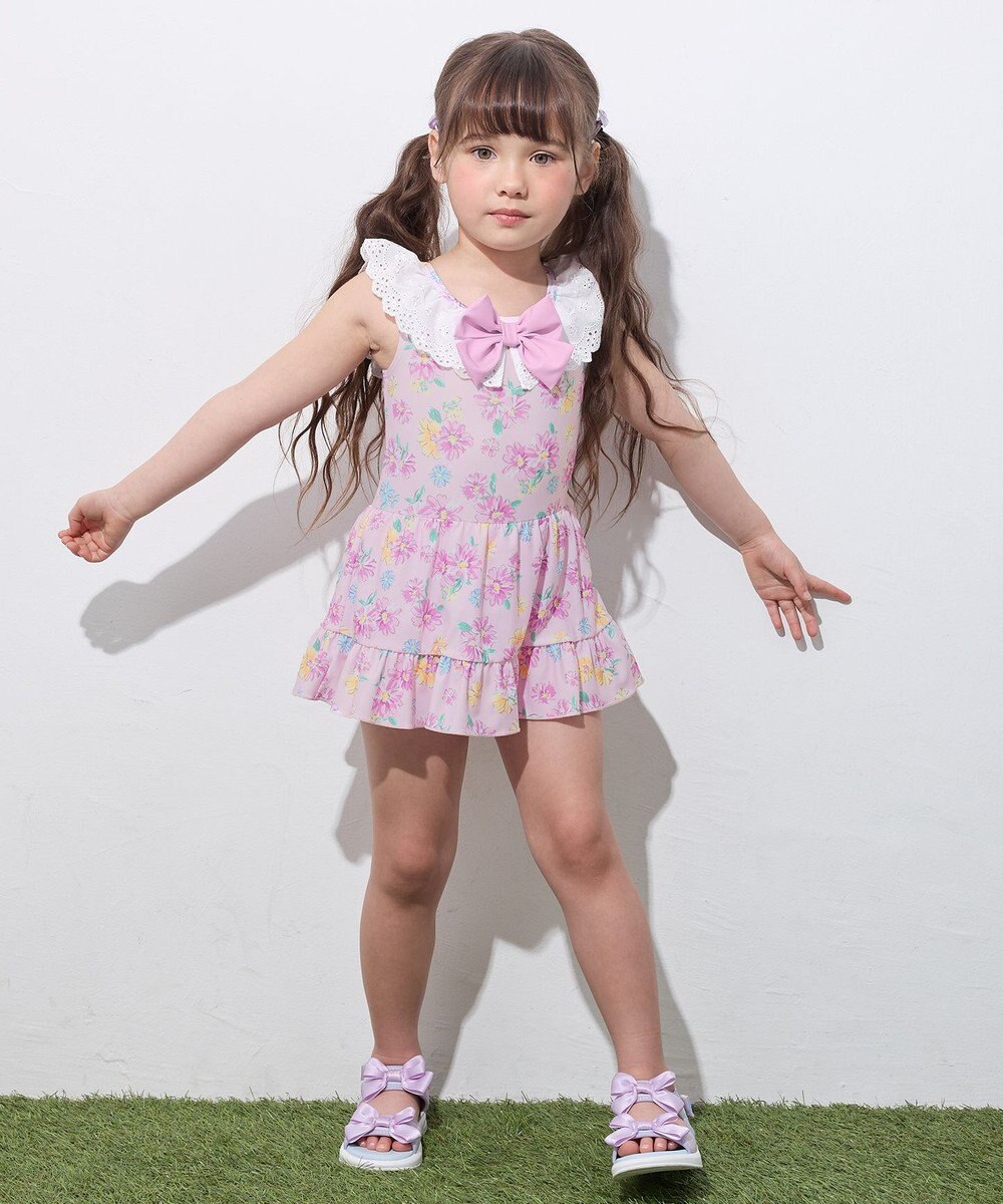 ANY KIDS 花柄×レース ワンピース水着 