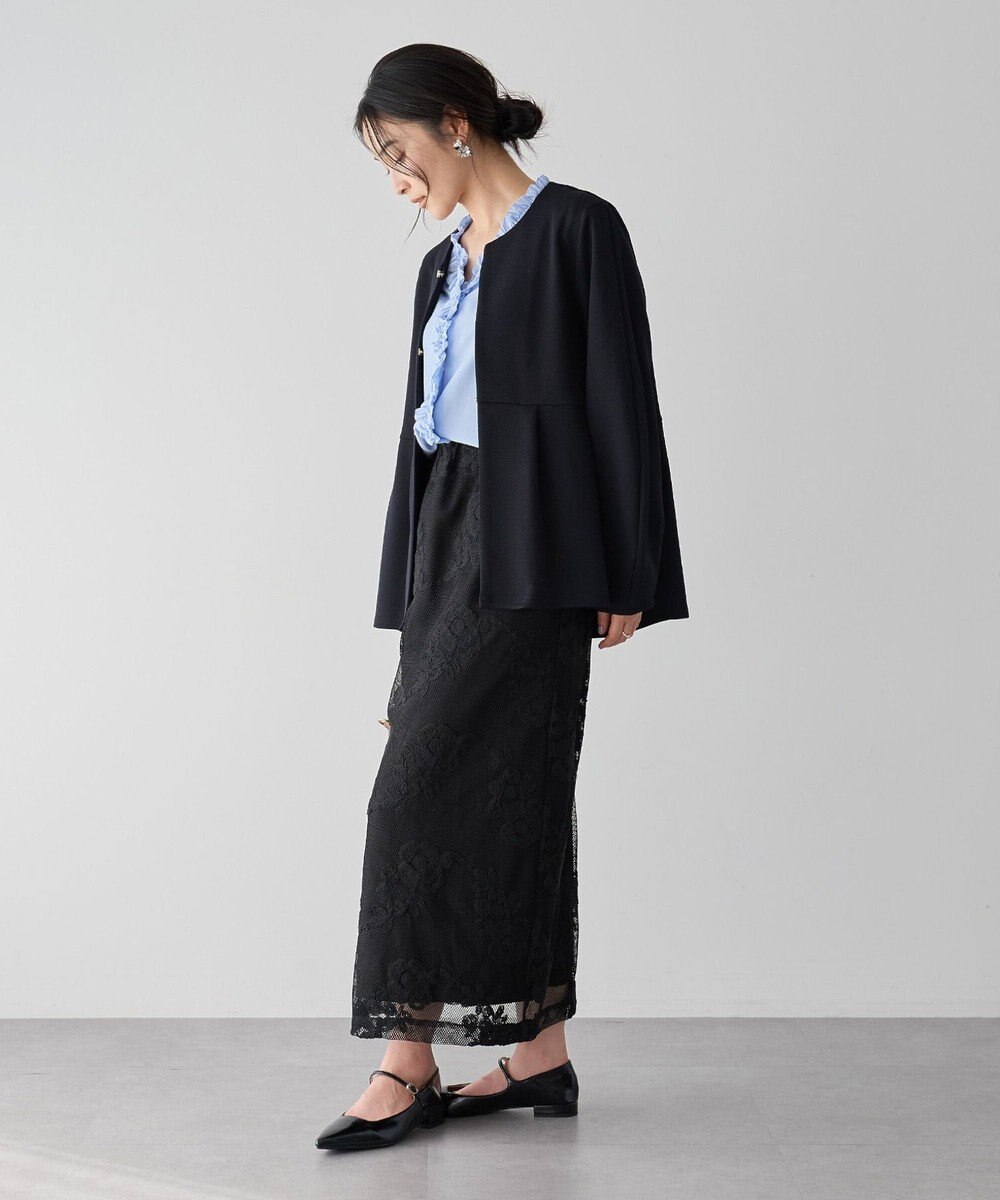 YECCA VECCA フラワー柄刺繍メッシュスカート 